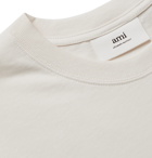 AMI PARIS - Logo-Embroidered Cotton-Jersey T-Shirt - Neutrals