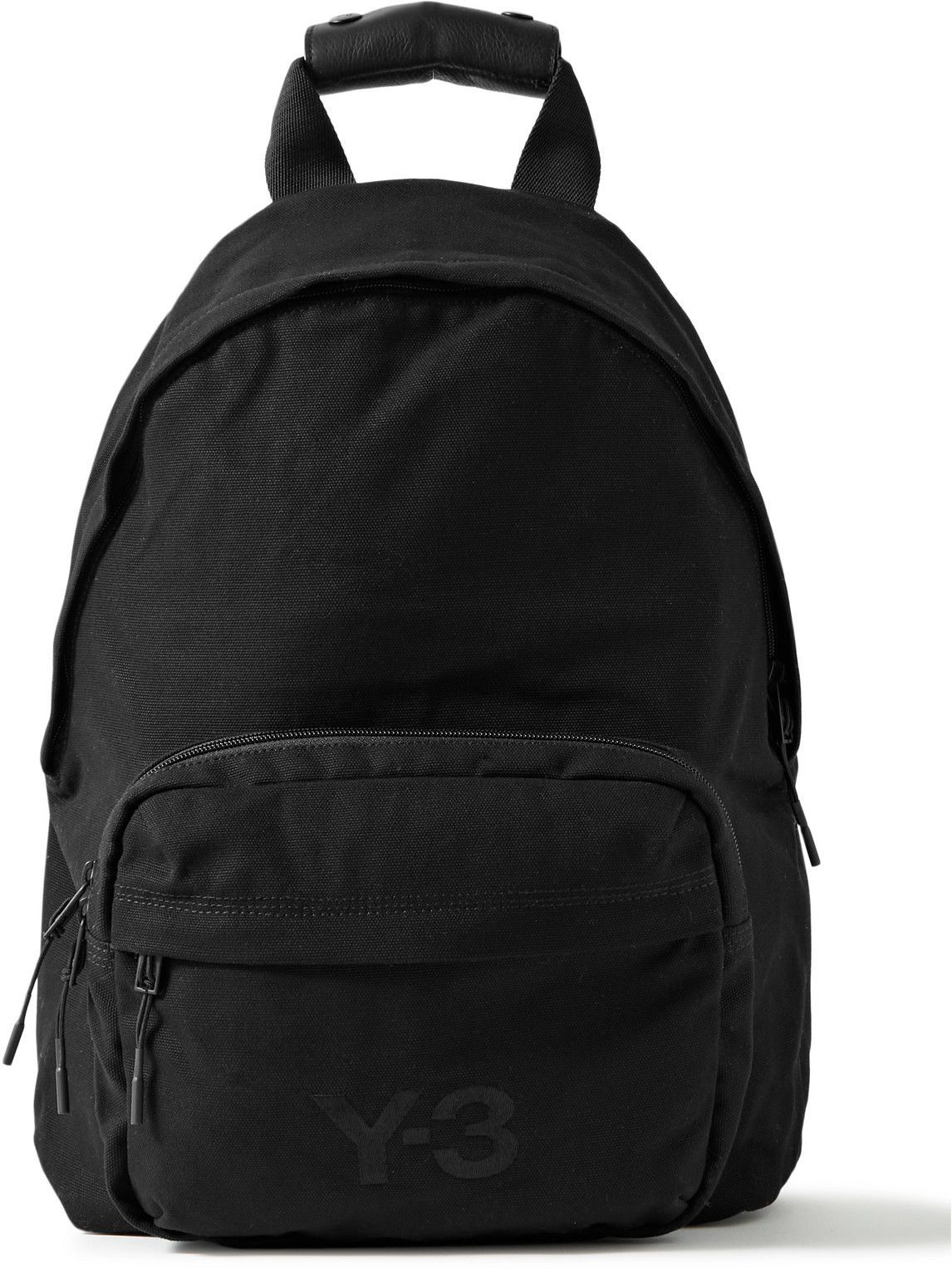 Y-3 - Logo-Embroidered Leather-Trimmed Cotton-Canvas Backpack - Black Y-3