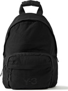 Y-3 - Logo-Embroidered Leather-Trimmed Cotton-Canvas Backpack - Black