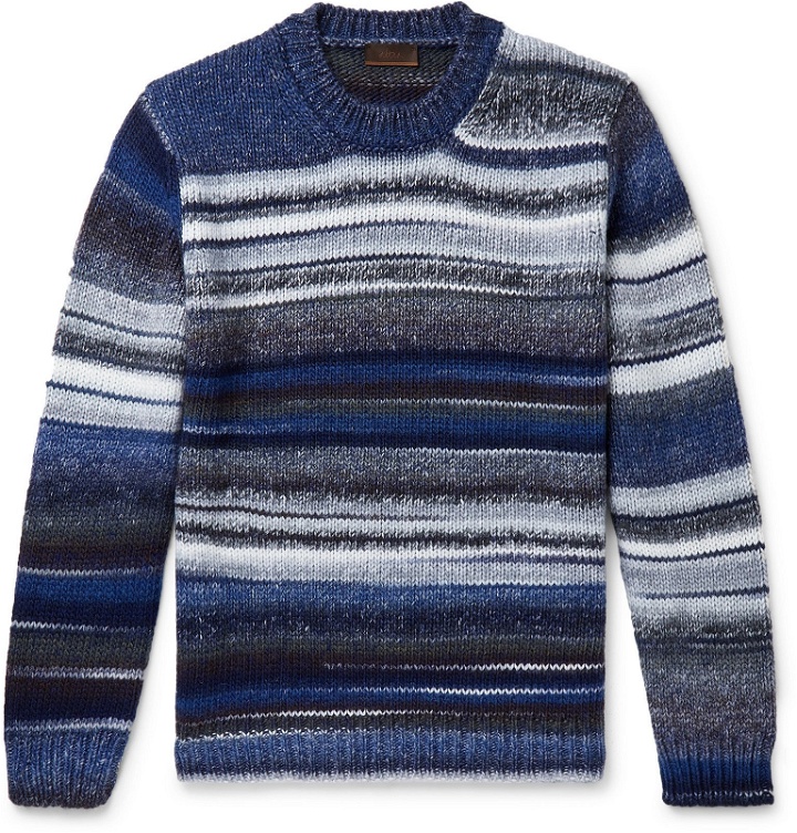 Photo: Altea - Striped Virgin Wool-Blend Sweater - Blue