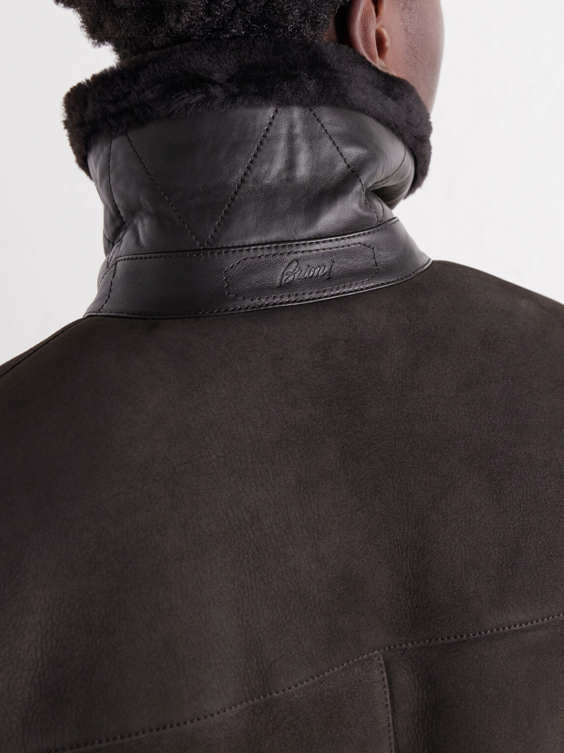 Brioni - Shearling and Leather-Trimmed Suede Jacket - Brown