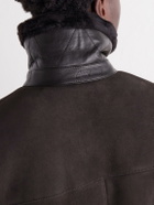Brioni - Shearling and Leather-Trimmed Suede Jacket - Brown