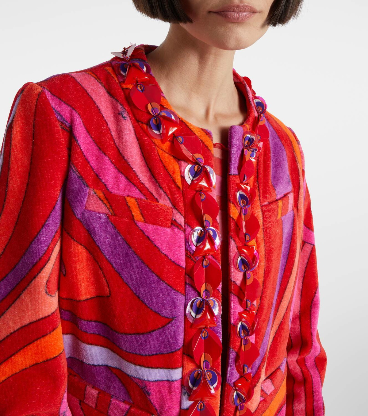 Pucci Marmo embellished cotton terry jacket