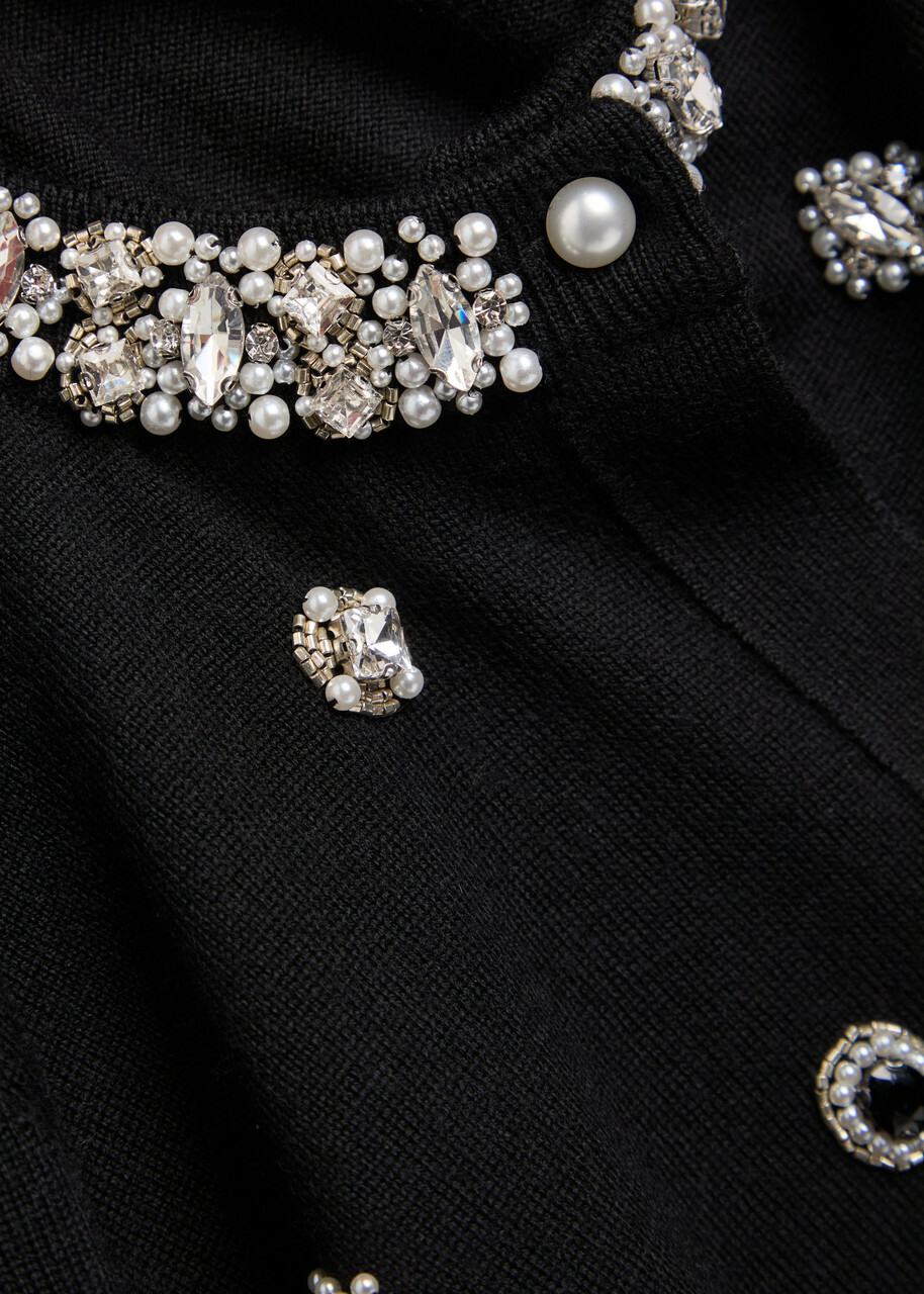 Alice + Olivia Dollie Embellished Stretch-wool Cardigan Black