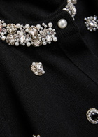 Alice + Olivia Dollie Embellished Stretch-wool Cardigan Black