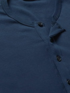 TOM FORD - Stretch-Cotton Jersey Henley Pyjama T-Shirt - Blue