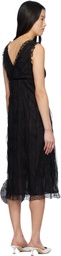 Anna Sui Black Combo Sleeveless Lace Midi Dress