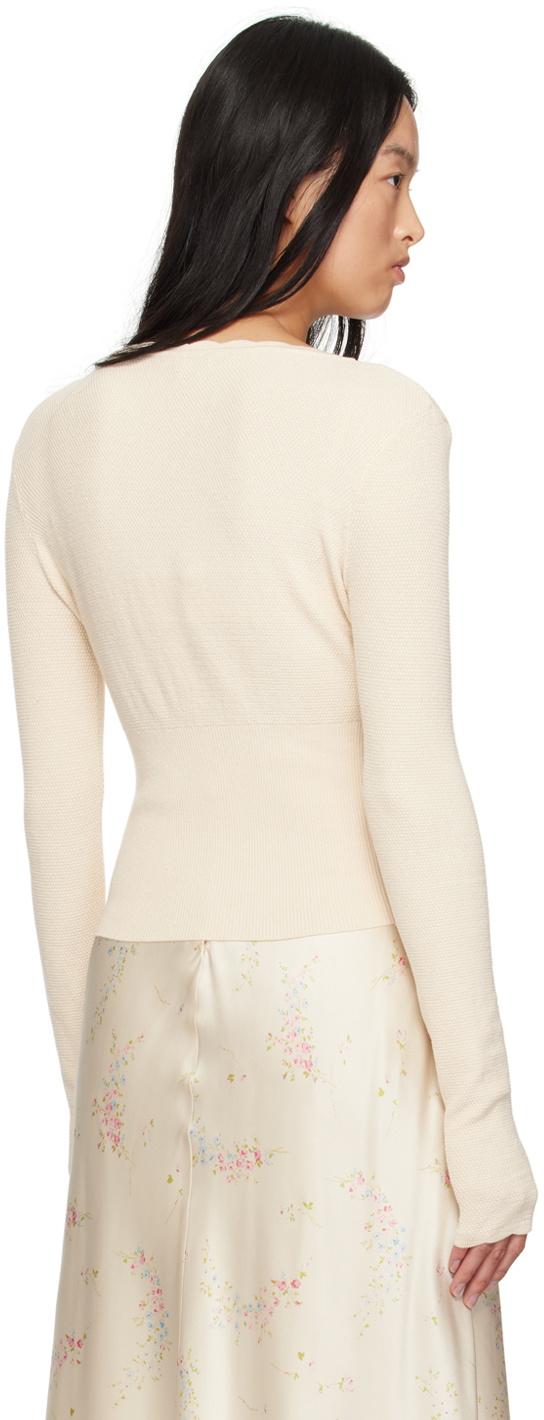 Mirror Palais Off-White Drawstring Cardigan