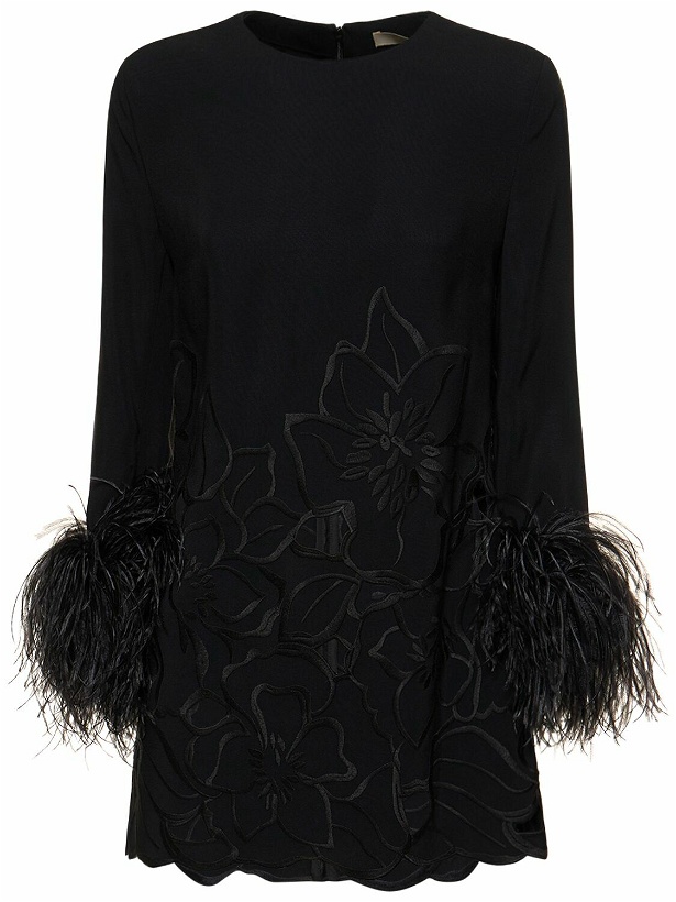 Photo: ELIE SAAB - Heavy Cady Embroidered Shirt W/feathers