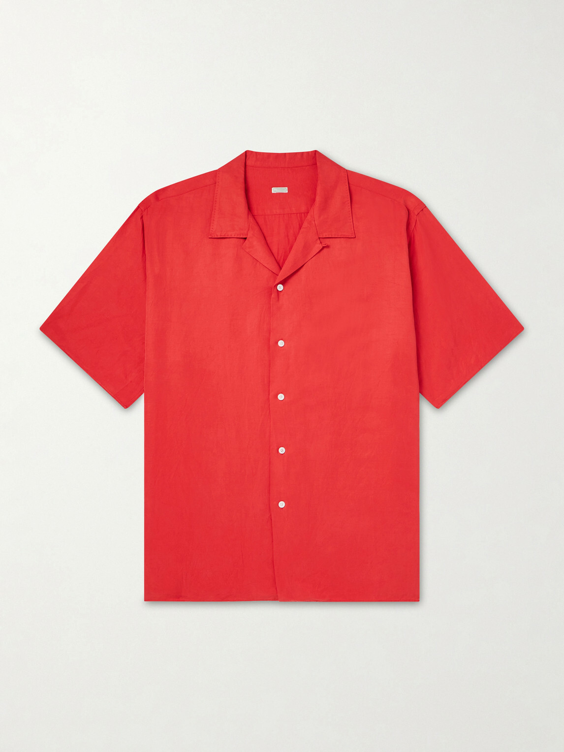 A.PRESSE - Convertible-Collar Silk and Linen-Blend Shirt - Red