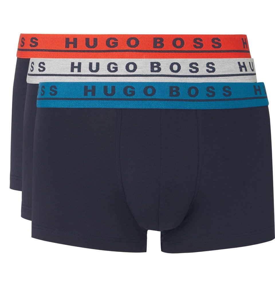 Hugo Boss - Three-Pack Stretch-Cotton Boxer Briefs - Navy Hugo Boss