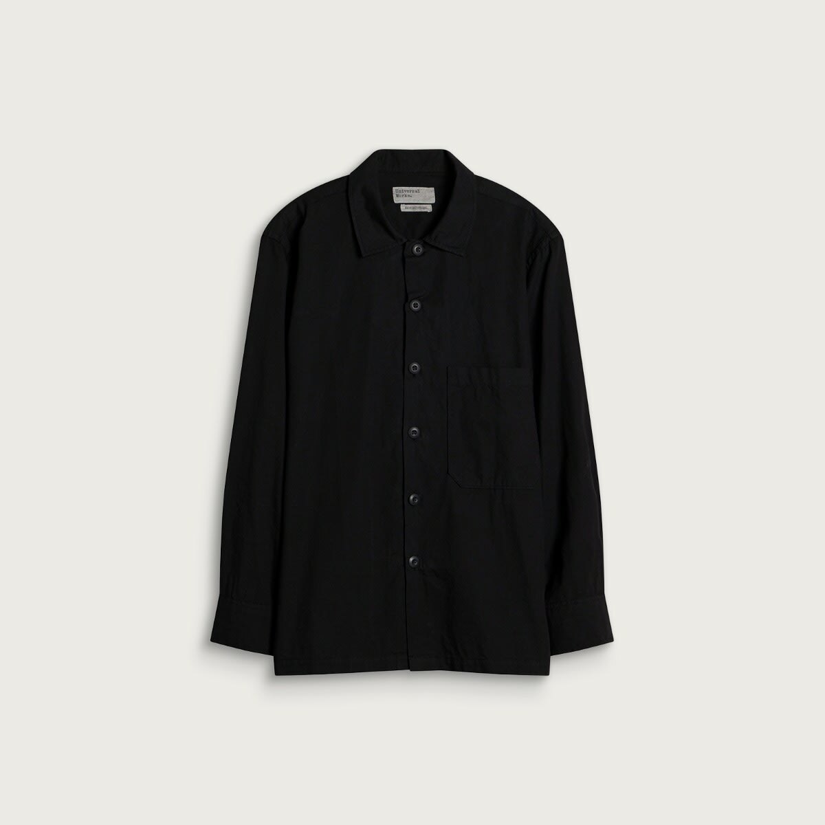 Universal Works Men's Slub Shirting Fatigue Shirt in Black