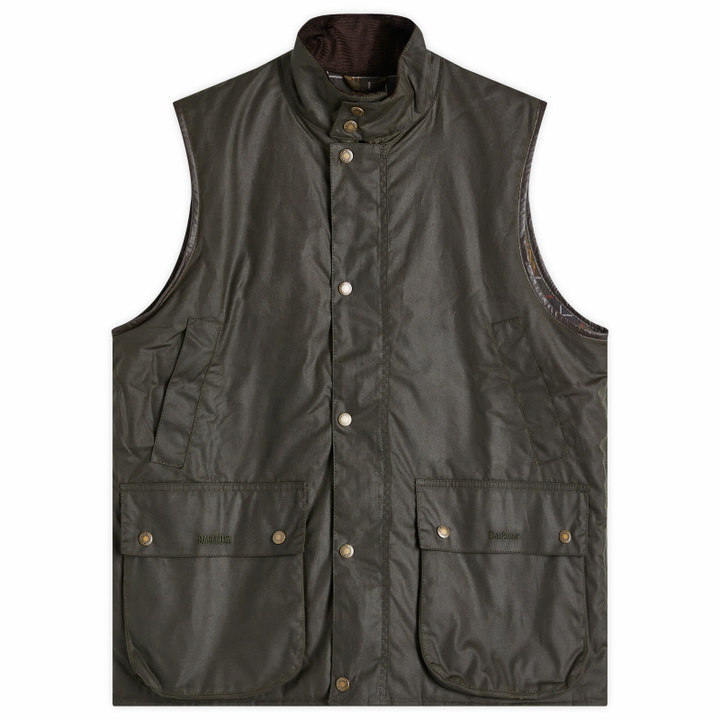 Photo: Barbour Men's x Baracuta Wax Gilet in Archive Olive