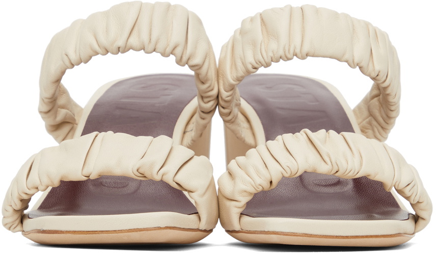 Staud Off-White Frankie Ruched Sandals
