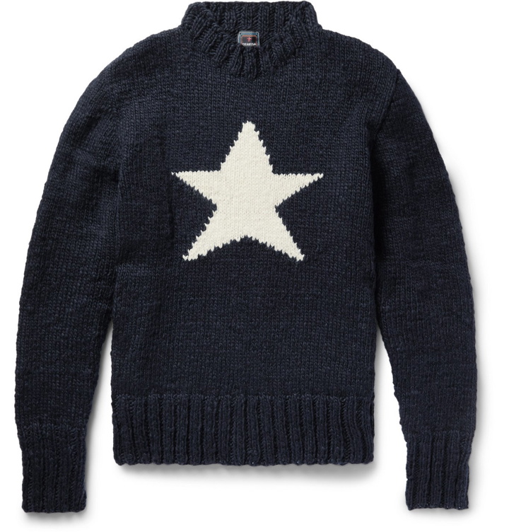 Photo: Monitaly - Chamula Star-Intarsia Merino Wool Sweater - Blue
