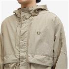 Fred Perry Men's Short Parka Jacket in Warm Grey