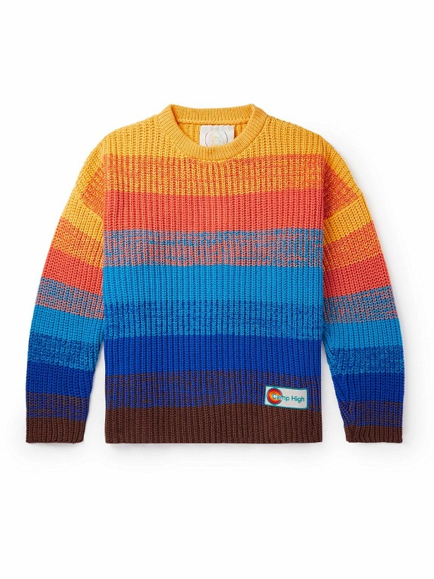 Photo: Camp High - Sunset Striped Recycled-Cotton Sweater - Blue