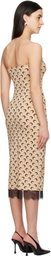 Marine Serre Beige Recycled Moon Jersey Bustier Midi Dress