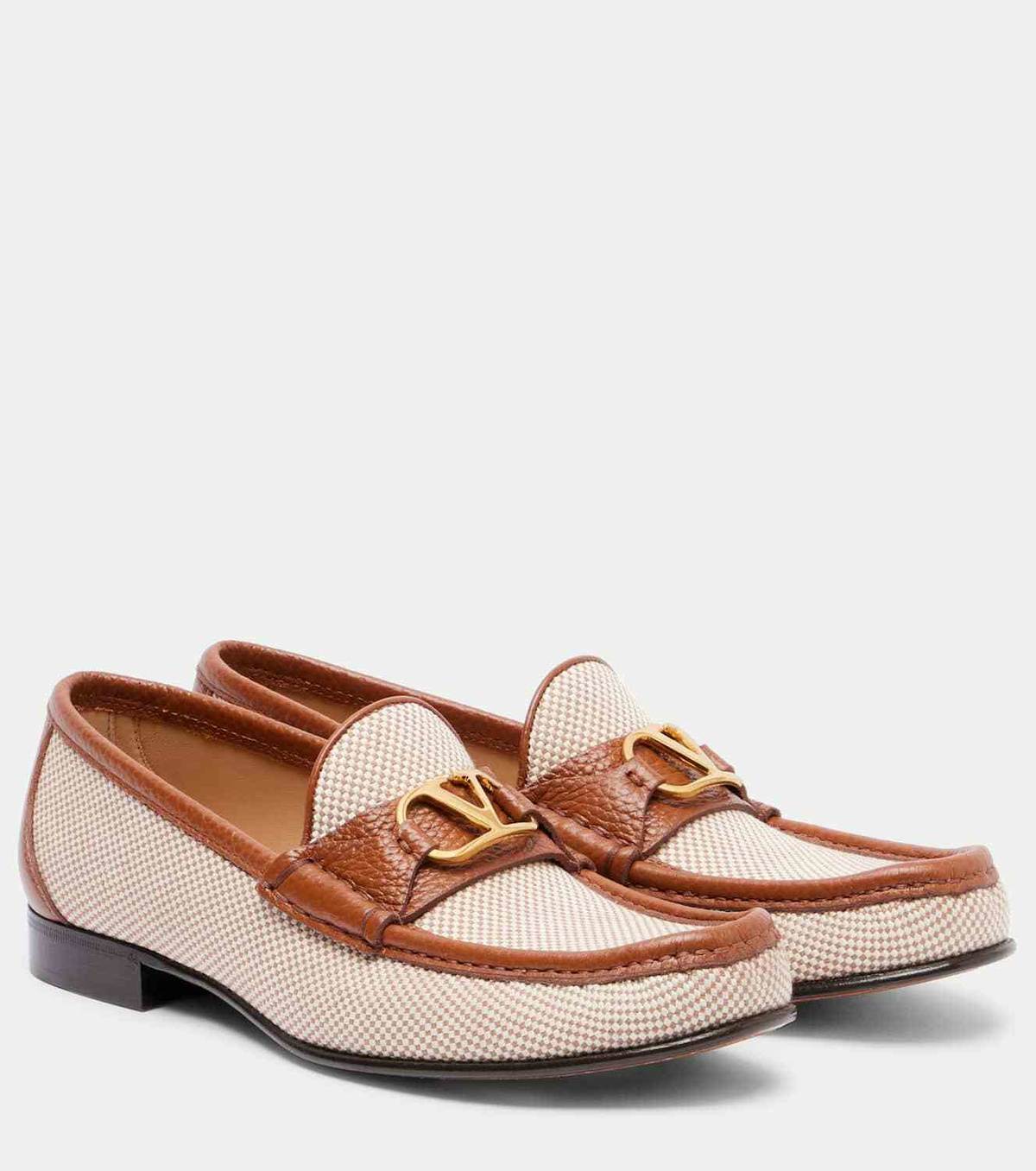 Valentino Garavani VLogo leather-trimmed canvas loafers