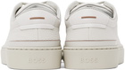 BOSS White Grained Leather Sneakers