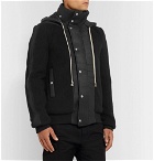 Rick Owens - Shell and Leather-Panelled Wool-Fleece Hooded Jacket - Black