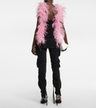 The Attico - Feather-trimmed knitted top