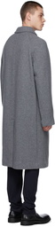 Theory Heather Grey Knit Wool Coat