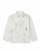 Neighborhood - Corduroy-Trimmed Paint-Splattered Denim Jacket - White