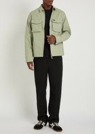 Fred Perry Logo-embroidered Crinkled Shell Overshirt Light Green