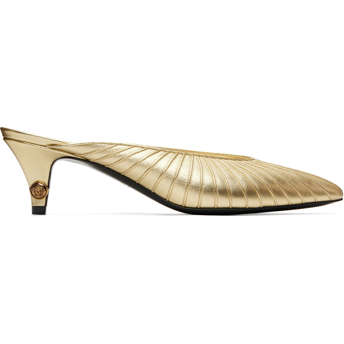 Versace Gold Gianni Metallic Nappa Mule Heels