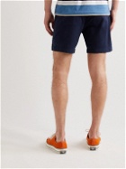 Armor Lux - Straight-Leg Logo-Appliquéd Cotton-Blend Twill Drawstring Shorts - Blue
