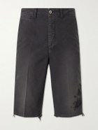 Visvim - Straight-Leg Frayed Cotton-Twill Shorts - Black