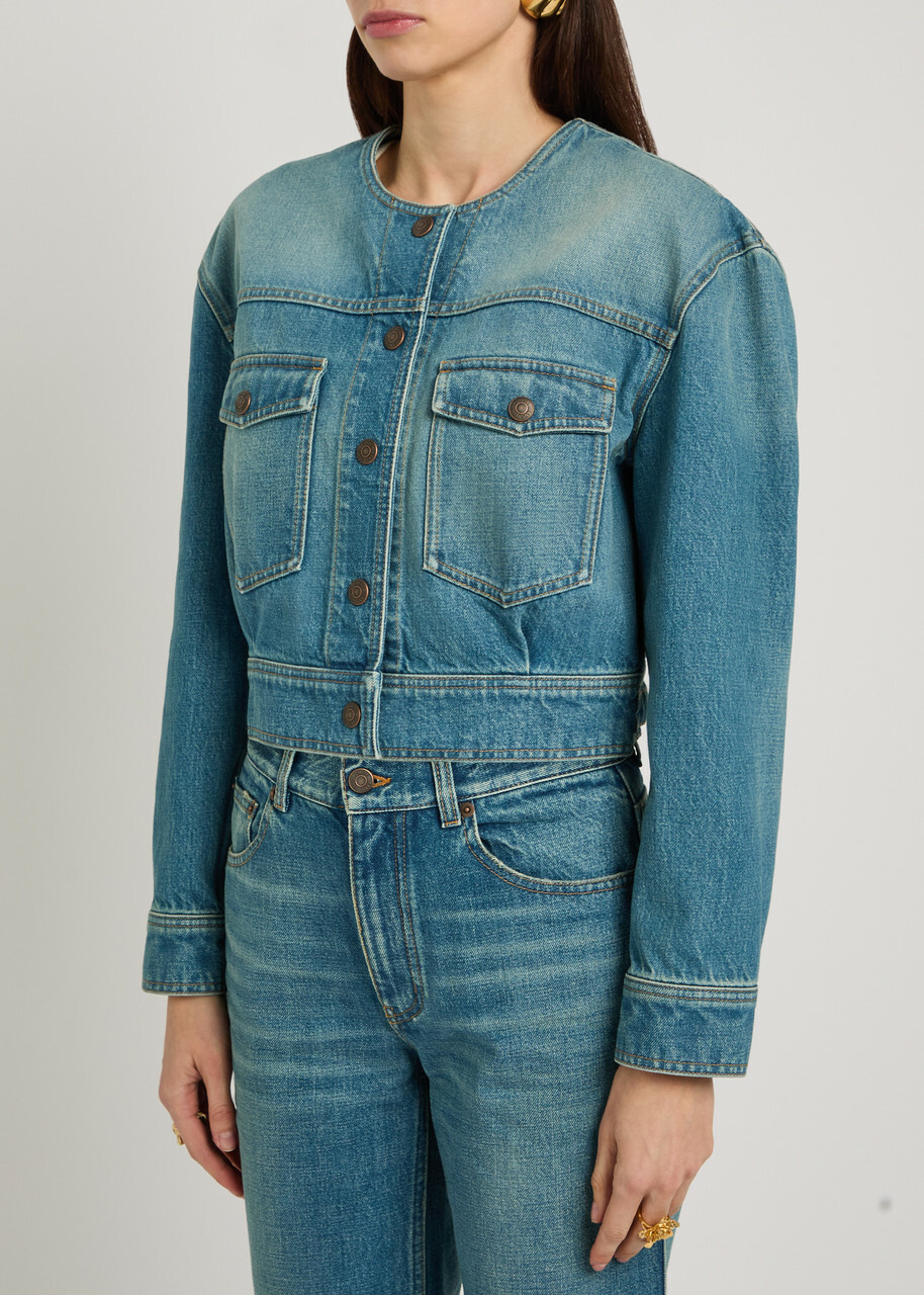 Chloe Cropped Denim Jacket Blue