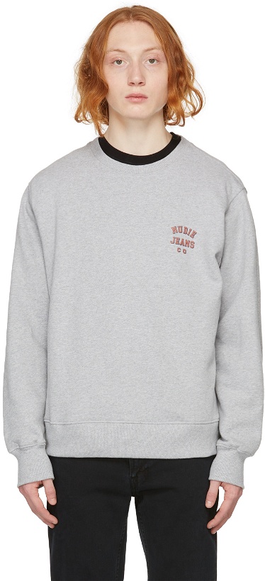 Photo: Nudie Jeans Grey Frasse Logo Sweatshirt
