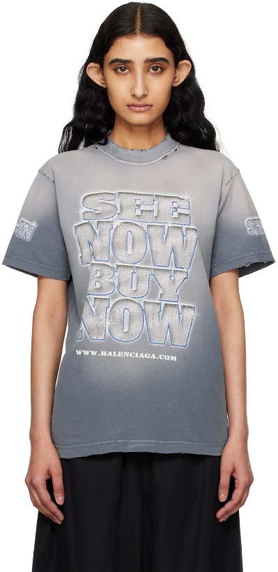 Photo: Balenciaga Blue & Gray 'See Now Buy Now' T-Shirt