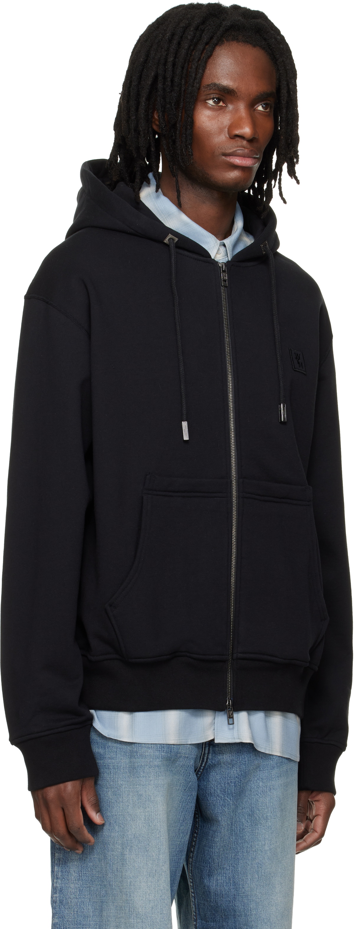 WOOYOUNGMI Black Back Logo Zip-Up Hoodie