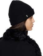 Yves Salomon Black Ribbed Beanie