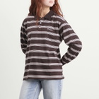 DUNST Women's Long Sleeve Polo Top in Brown Stripe