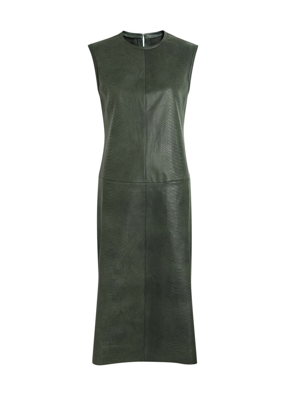 Stouls Caro Python-effect Stretch-leather Midi Dress Dark Green