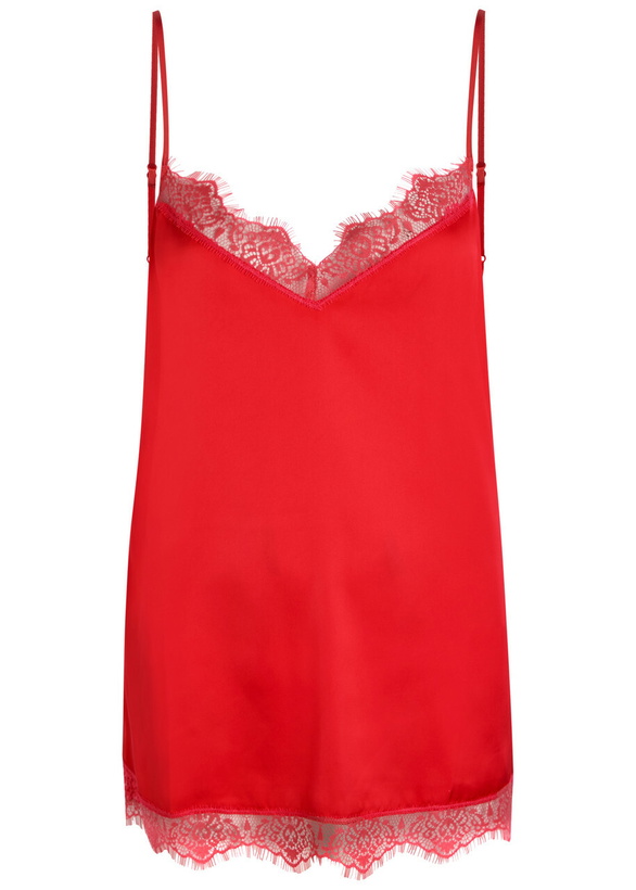Photo: Simone PÉRÈLE Satin Secrets Lace-trim Satin Camisole top Pink