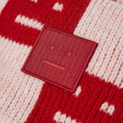 Acne Studios Men's Kuri Checkerboard Face Beanie in Deep Red/Faded Pink