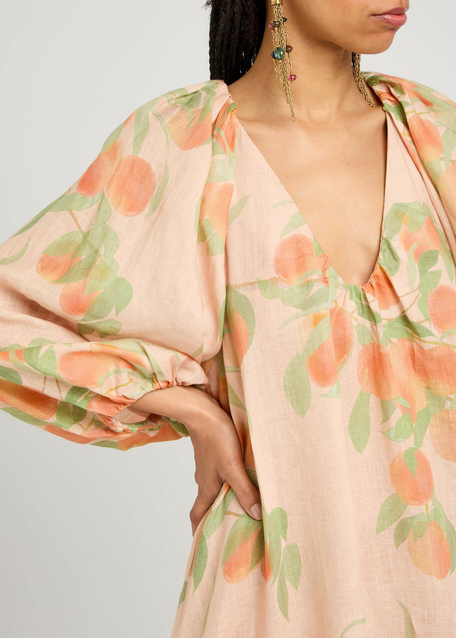Bernadette Georgette Printed Linen Midi Dress Multi Print