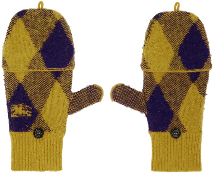 Photo: Burberry Yellow & Purple Argyle Wool Mittens
