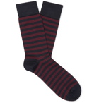 John Smedley - Hecate Striped Sea Island Cotton-Blend Socks - Burgundy