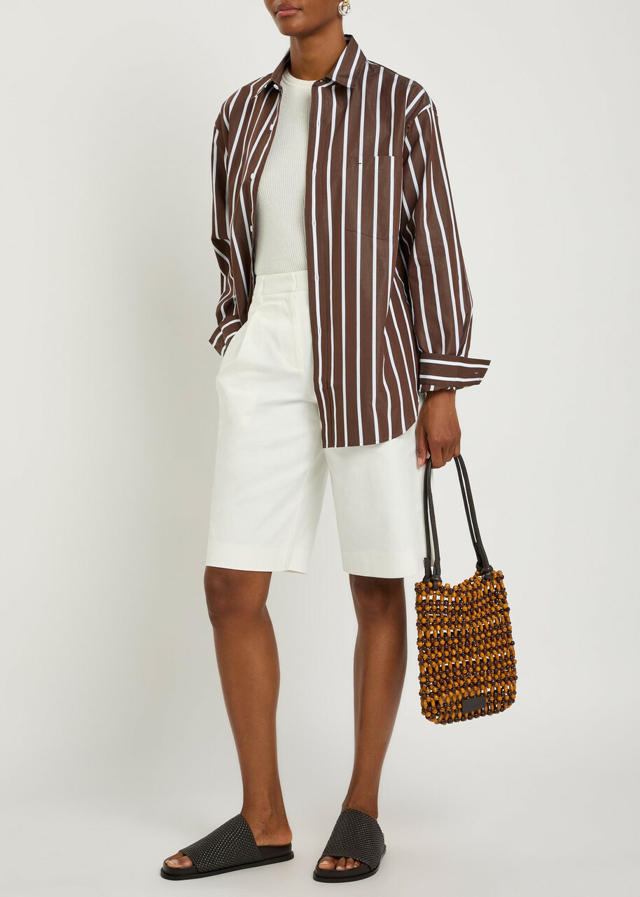 Matteau Striped Cotton-poplin Shirt Brown