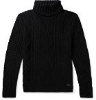 Belstaff - Slim-Fit Cable-Knit Rollneck Sweater - Black