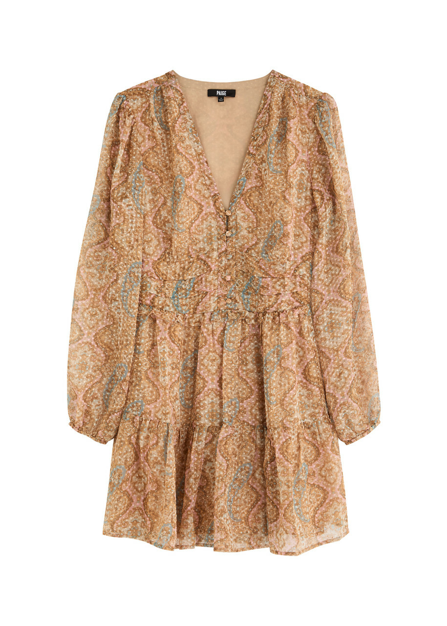 Paige Florentine Printed Silk-blend Mini Dress Multicoloured