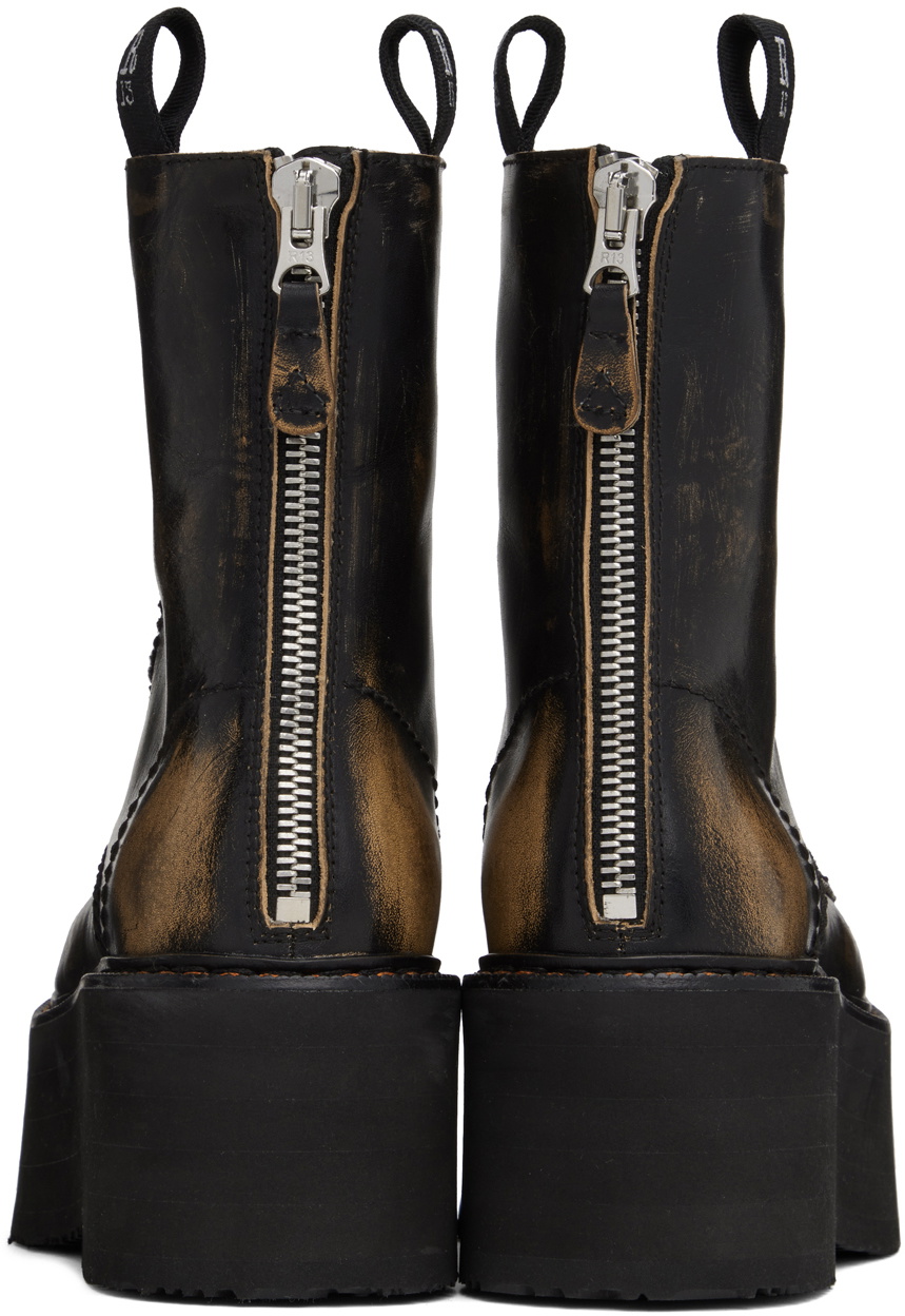 R13 Black Double Stack Boots R13 8965