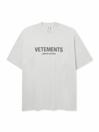 VETEMENTS - Oversized Logo-Print Cotton-Jersey T-Shirt - Gray