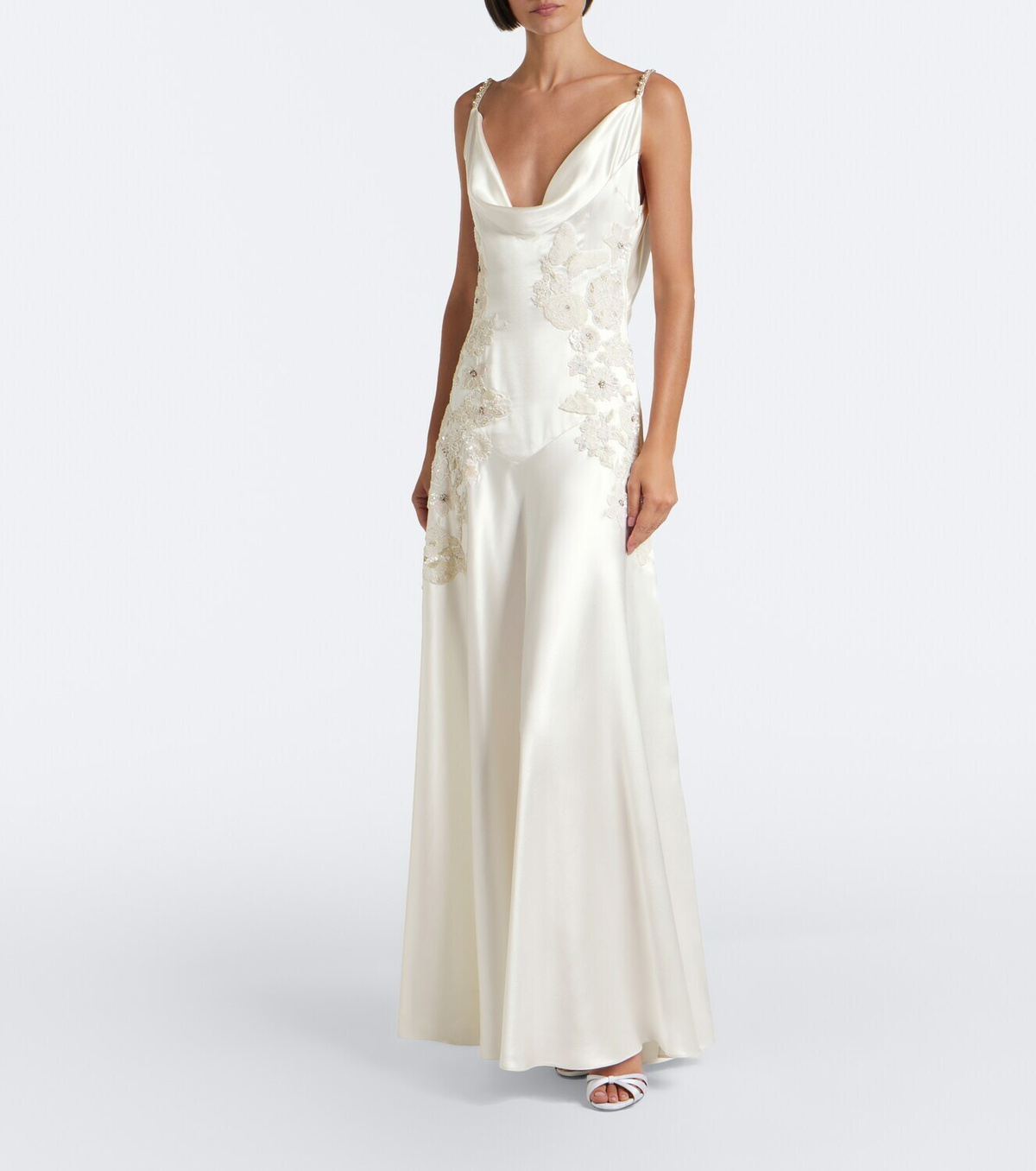 Là Fuori Embellished embroidered silk gown